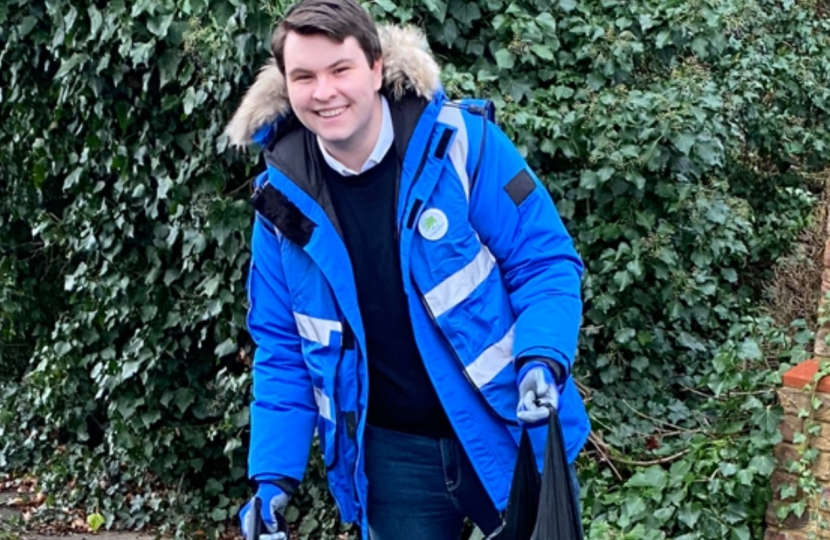 Grant MacMaster litter picking locally in Emerson Park!