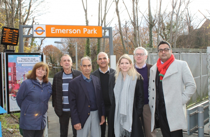 Members outside of Emerson Park train station